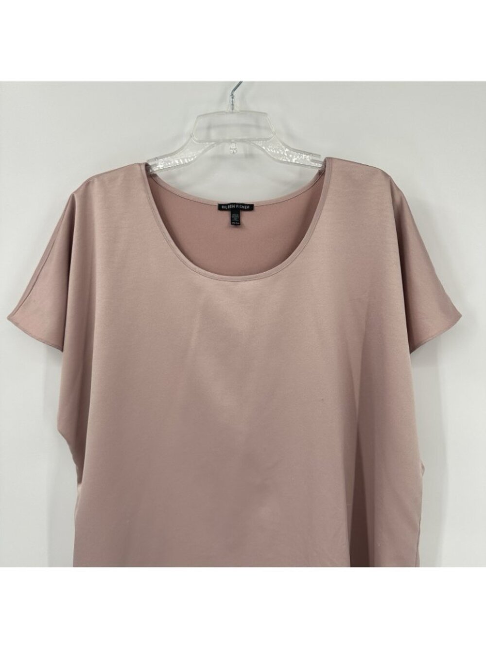 EILEEN FISHER t shirt tee short sleeve satin pink XL lightweight casual summer - Picture 3 of 10
